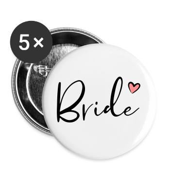 Bride Herz Junggesellinnenabschied Geschenk - Buttons groß 56 mm (5er Pack) - Weiß - Vorne