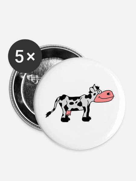 Cow Comic - Buttons groß 56 mm (5er Pack) - Weiß