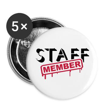 Staff Member Friends Team Staff Crew Logo - Buttons large 2.2''/56 mm (5-pack) - white - Front