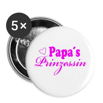 Papa´s Prinzessin - Buttons groß 56 mm (5er Pack) - Weiß - Vorne