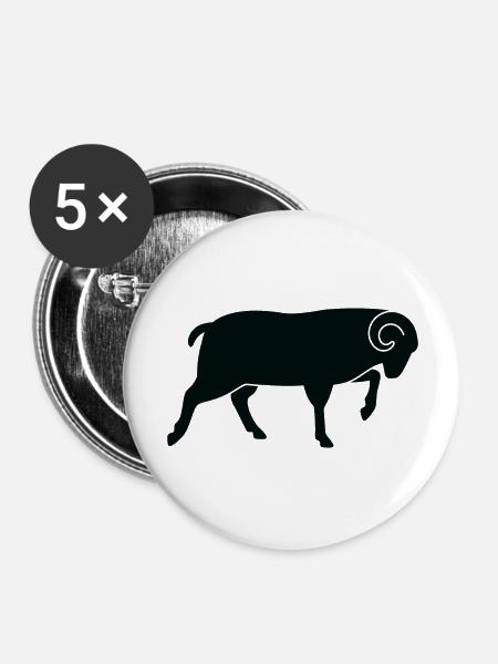 Ein laufender Schafbock - Buttons groß 56 mm (5er Pack) - Weiß