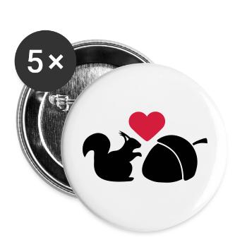 Squirrel Nut Love - Buttons groß 56 mm (5er Pack) - Weiß - Vorne