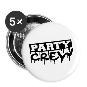 Party Crew Stamp - Lot de 5 grands badges (56 mm) - blanc - Devant