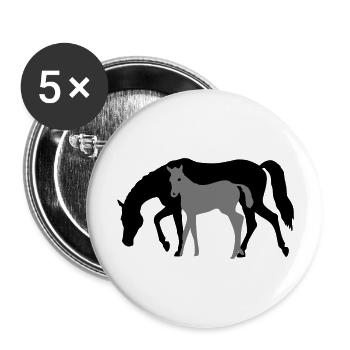 Mare and Foal Horse Design - Buttons large 2.2''/56 mm (5-pack) - white - Front