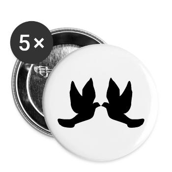 Tauben - Buttons groß 56 mm (5er Pack) - Weiß - Vorne