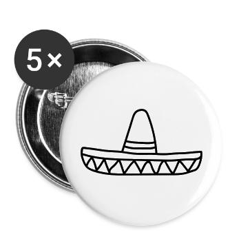 mexikaner sombrero lustig suedamerika siesta spani - Buttons groß 56 mm (5er Pack) - Weiß - Vorne