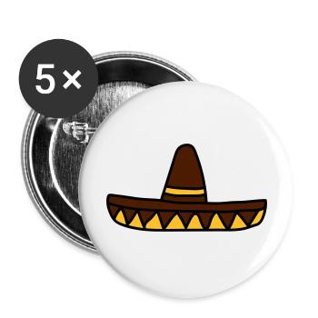 sombrero mexikaner lustig suedamerika siesta spani - Buttons groß 56 mm (5er Pack) - Weiß - Vorne
