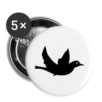 Bird Dove of Peace Black Night Feather Wings - Buttons large 2.2''/56 mm (5-pack) - white - Front