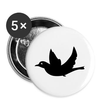 Oiseau noir Corbeau Vole plume Air - Lot de 5 grands badges (56 mm) - blanc - Devant