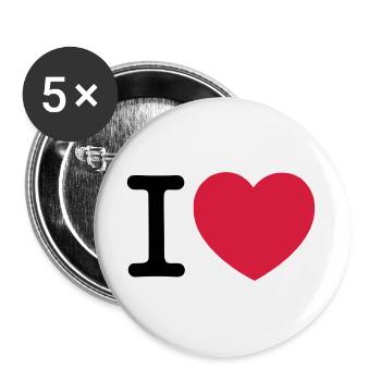I Love... - Buttons large 2.2''/56 mm (5-pack) - white - Front