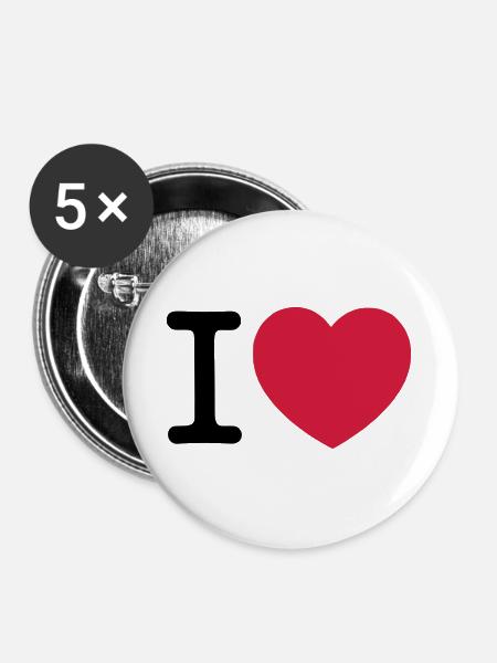 I Love... - Buttons large 2.2''/56 mm (5-pack) - white