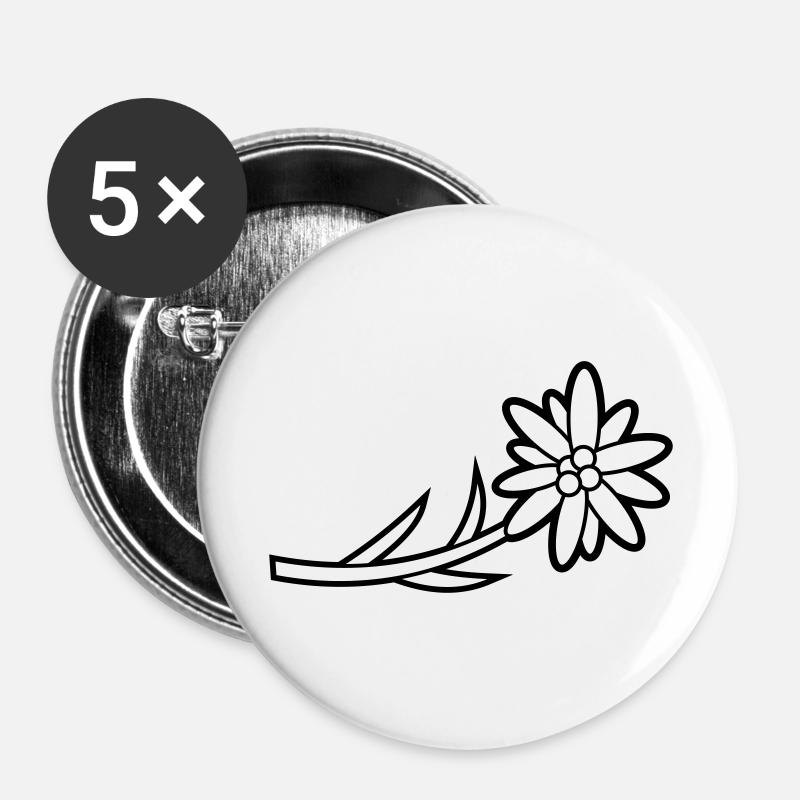 Blumen: Edelweiss - Buttons large 2.2''/56 mm (5-pack) - white
