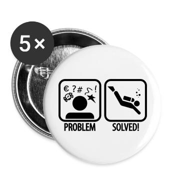 Diving: Problem - Solved! - Buttons groß 56 mm (5er Pack) - Weiß - Vorne