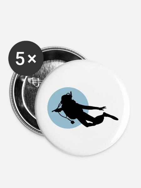 Diving - Buttons groß 56 mm (5er Pack) - Weiß