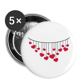 coeur amour amoureux clip saint valentin fête des mères - Lot de 5 grands badges (56 mm) - blanc - Devant