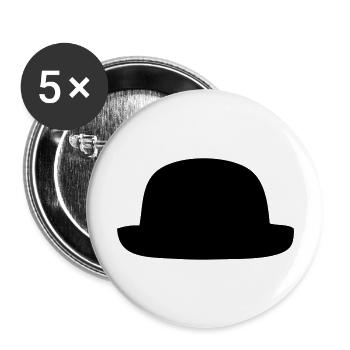 Fancy black hat - Buttons large 2.2''/56 mm (5-pack) - white - Front