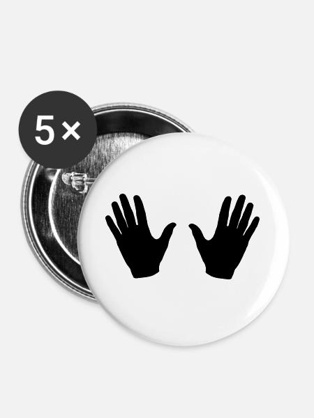 Hände - Buttons groß 56 mm (5er Pack) - Weiß