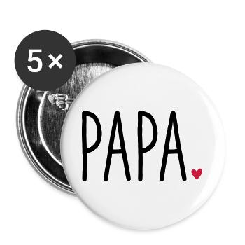 Papa Coeur - Cadeau Fête des Pères Famille Enfant Amour - Lot de 5 grands badges (56 mm) - blanc - Devant