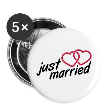 Just Married Heart Logo Design - Lot de 5 grands badges (56 mm) - blanc - Devant