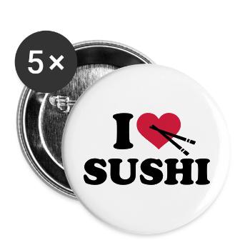 I love Sushi - Buttons groß 56 mm (5er Pack) - Weiß - Vorne