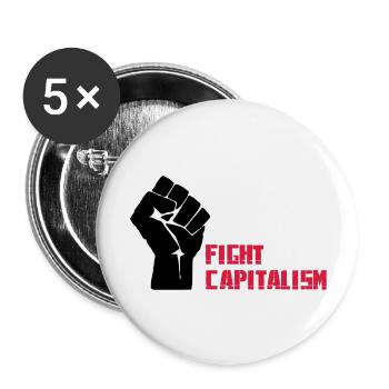 Fight Capitalism - Buttons groß 56 mm (5er Pack) - Weiß - Vorne