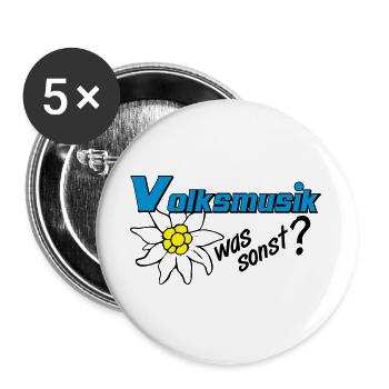 Volksmusik Edelweiß Emblem - Buttons groß 56 mm (5er Pack) - Weiß - Vorne
