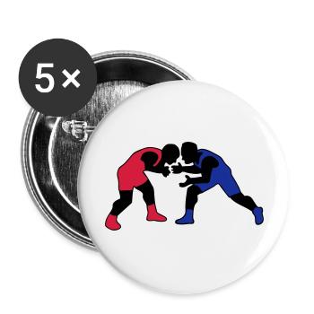 drawing sport fight wrestler wrestling - Buttons large 2.2''/56 mm (5-pack) - white - Front
