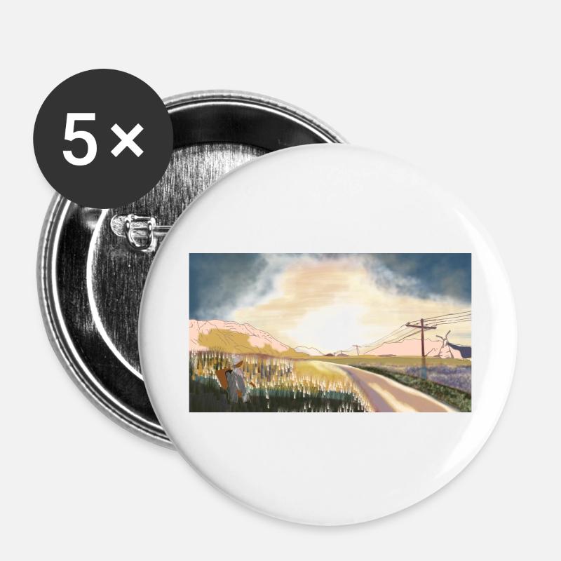 a country road - Buttons large 2.2''/56 mm (5-pack) - white