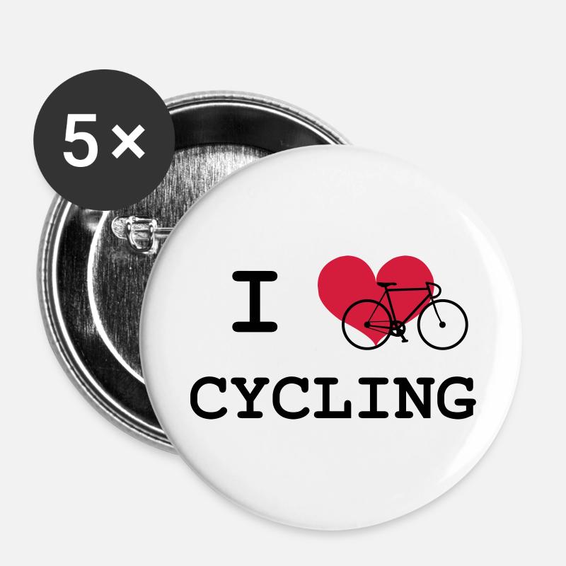 I Love Cycling - Buttons large 2.2''/56 mm (5-pack) - white