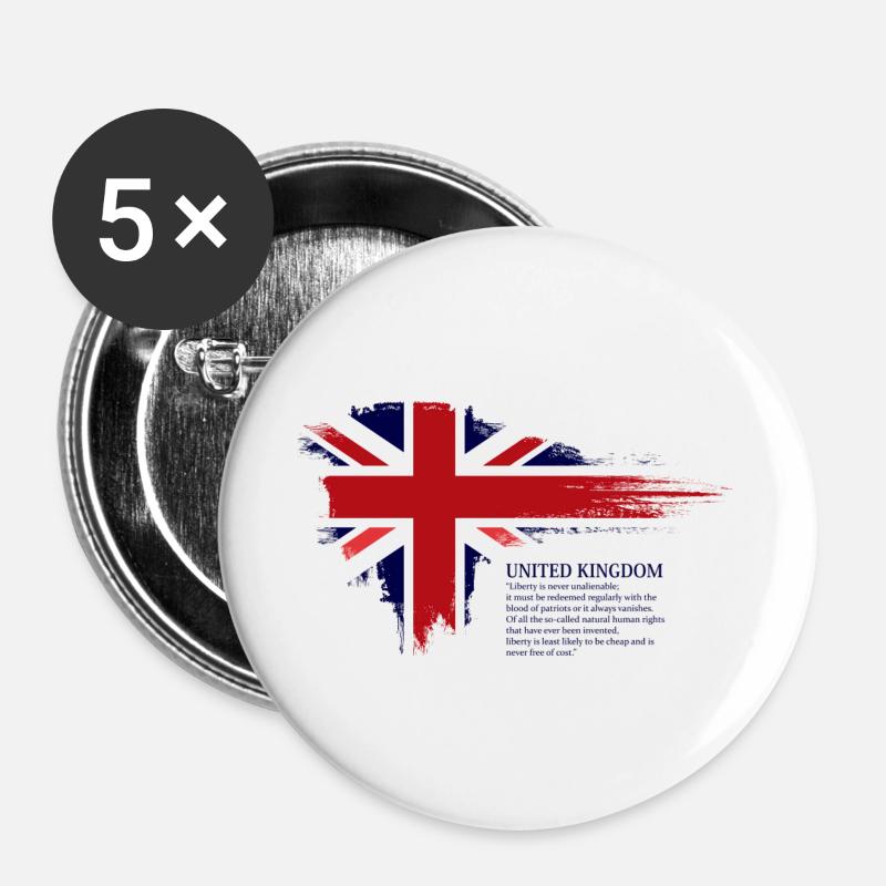 Brushstroke Union Jack Flag - Buttons large 2.2''/56 mm (5-pack) - white