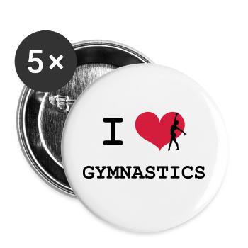 I Love Gymnastics - Lot de 5 grands badges (56 mm) - blanc - Devant