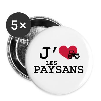 J'aime les Paysans - Lot de 5 grands badges (56 mm) - blanc - Devant
