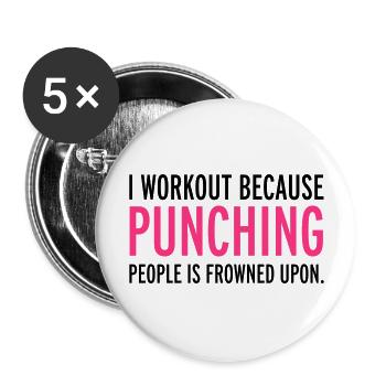 Workout - Buttons large 2.2''/56 mm (5-pack) - white - Front