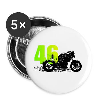 Moto valentino Motard T-Shirt schwarz 46 - Buttons groß 56 mm (5er Pack) - Weiß - Vorne