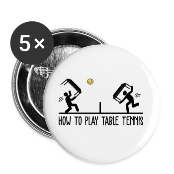 Comment jouer au tennis de table tennis de table tshirt sport - Lot de 5 grands badges (56 mm) - blanc - Devant