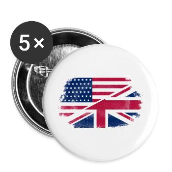 USA - Union Jack Flag - Buttons large 2.2''/56 mm (5-pack) - white - Front