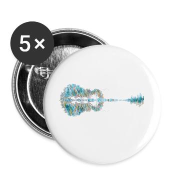 Gitarre Natur - Buttons groß 56 mm (5er Pack) - Weiß - Vorne