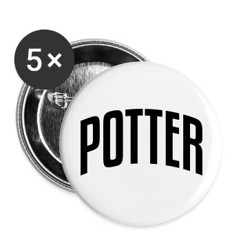 potter stylish arched text logo copy - Buttons large 2.2''/56 mm (5-pack) - white - Front