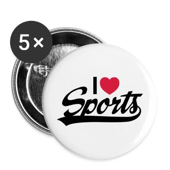 I Love Sports - Lot de 5 grands badges (56 mm) - blanc - Devant