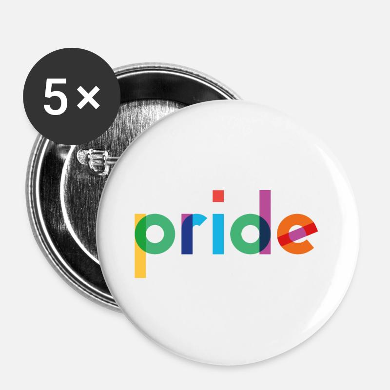 Pride - Rainbow Typography - Buttons large 2.2''/56 mm (5-pack) - white