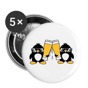 pinguin anstossen team freunde sonnenbrille party - Buttons groß 56 mm (5er Pack) - Weiß - Vorne