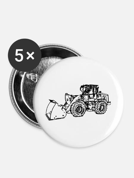 Radlader wheel loader schwarz - Buttons groß 56 mm (5er Pack) - Weiß