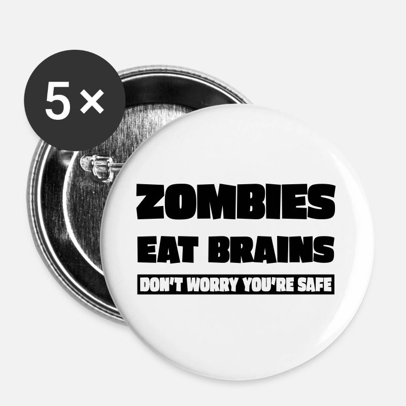 zombies eat brains - Buttons large 2.2''/56 mm (5-pack) - white