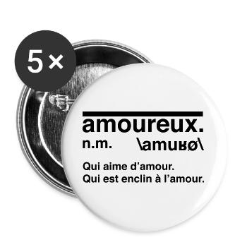 Définition amoureux style dictionnaire - Lot de 5 grands badges (56 mm) - blanc - Devant
