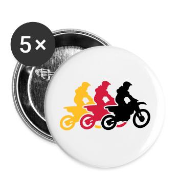 motocross - Lot de 5 grands badges (56 mm) - blanc - Devant