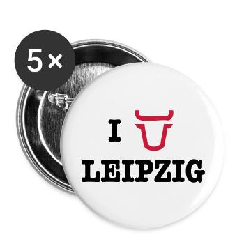 I Love Leipzig - Buttons groß 56 mm (5er Pack) - Weiß - Vorne