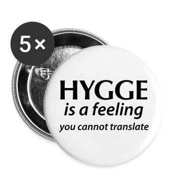 Hygge est un sentiment Vous ne pouvez pas traduire Glück Oui! - Lot de 5 grands badges (56 mm) - blanc - Devant