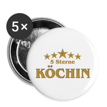 Goldene Serie - Köchin - 5 Sterne - Buttons groß 56 mm (5er Pack) - Weiß - Vorne