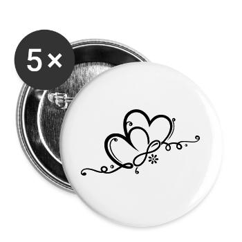Two hearts with ornament and infinity - Buttons large 2.2''/56 mm (5-pack) - white - Front