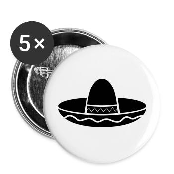 mexico_hut_01 - Buttons groß 56 mm (5er Pack) - Weiß - Vorne